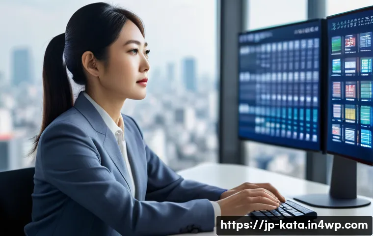 데이터 주권과 데이터 포렌식 - A modern Japanese office scene focused on data privacy and personal information management: a profes...