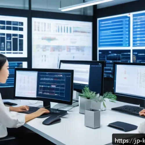 데이터 주권과 기업의 준법 경영 - A modern corporate office environment with diverse Japanese professionals collaborating on data gove...